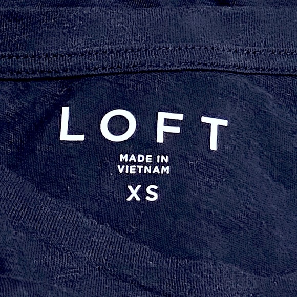 LOFT Navy Blue Short Sleeve Shirt With Lace Cutout Sleeves - Picture 4 of 10